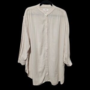 Xirena Ivory Long Sleeve Shirt‎ Dress Tunic XS Minimalist Neutral Boho Oversized